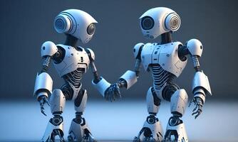 robots holding hands, photo