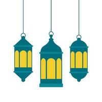 Traditional ramadan eastern lanterns, flat illustration isolated on white background vector