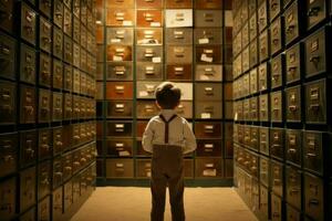 Archivist child man. Generate AI photo