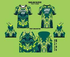 Sublimation printed raglan sleeve jersey kit vector