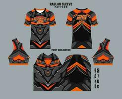 Sublimation printed raglan sleeve jersey kit vector