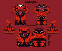 Sublimation printed raglan sleeve jersey kit vector