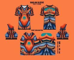 Sublimation printed raglan sleeve jersey kit vector