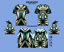 Sublimation printed raglan sleeve jersey kit vector