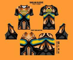 Sublimation printed raglan sleeve jersey kit vector