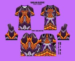 Sublimation printed raglan sleeve jersey kit vector