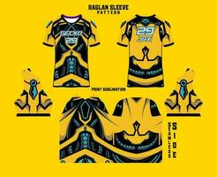 Sublimation printed raglan sleeve jersey kit vector