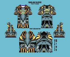 Sublimation printed raglan sleeve jersey kit vector