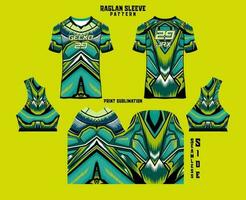 Sublimation printed raglan sleeve jersey kit vector