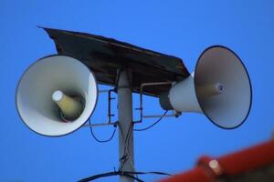 the mosque's toa is used as a loudspeaker when it's time to pray photo