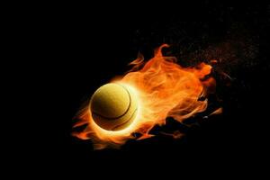 tenis pelota fuego. generar ai foto