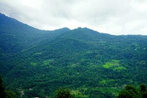 verde montaña rango y excéntrico pueblos en sikkim foto