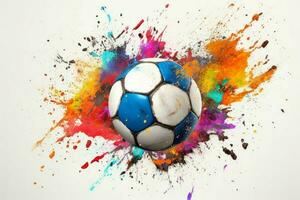 fútbol pelota chapoteo. generar ai foto