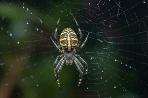 Orb weaver spider arabesca predator. Generate Ai photo
