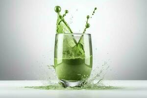 Splash green juice kiwi. Generate Ai photo