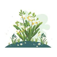 Decorative flower icons in flat style. Spring plant silhouette collection. Floral clipart illustration vector