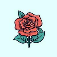 Flowers roses, red buds and green leaves. Isolated red rose. Vector illustration.