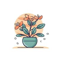 Decorative flower icons in flat style. Spring plant silhouette collection. Floral clipart illustration vector