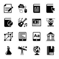 Elearning Glyph Icons Set vector