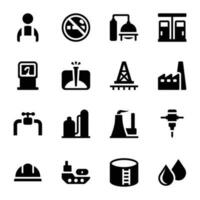 conjunto de iconos de la industria del petróleo vector