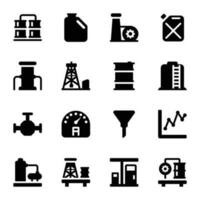 Petroleum Industry Glyph Icons vector