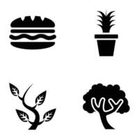 Picnic Elements Glyph Icons vector