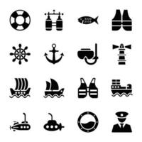 Marine glyph icon vector