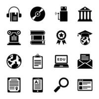 Elearning Glyph Icons vector