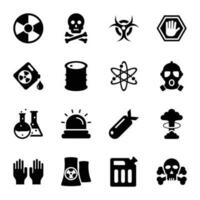 Biohazard Glyph Vector Icons Set