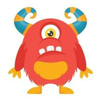 zombie monster and big screaming mouth, argus panoptes flat icon vector