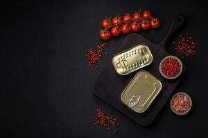 Tin or aluminum rectangular can of canned food with a key photo