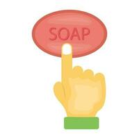 An icon showing blocks with soap written over them and some bubbles denoting soap bars icon vector