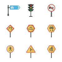 Road Signs and Junctions Flat Vector Icons Pack