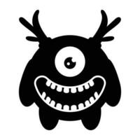 zombie monster and big screaming mouth, argus panoptes flat icon vector