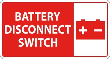 Battery Disconnect Switch Sign On White Background vector