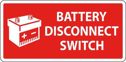 Battery Disconnect Switch Sign On White Background vector