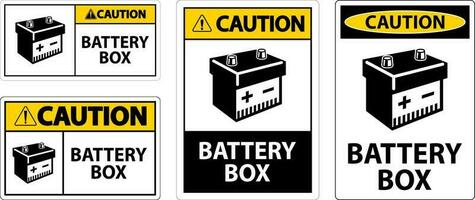 precaución batería caja con icono firmar en blanco antecedentes vector