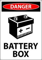 Danger Battery Box with Icon Sign On White Background vector