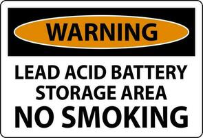 Warning Sign Lead Acid Battery Storage Area, No Smoking vector