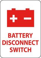 Battery Disconnect Switch Sign On White Background vector