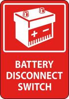 Battery Disconnect Switch Sign On White Background vector