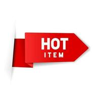 Hot item banner vector template. Web element design. Hot product label.