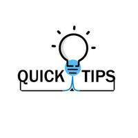 Quick tips advice with lightbulb icon. Concept of message or label like new knowledge and study practice. Top tips advice note icon. Idea bulb education tricks. Vector illustration