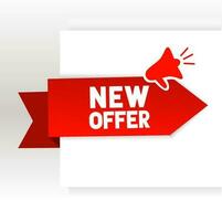 New offer banner design. Megaphone icon. Marketing and advertising tag. Vector Design.