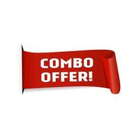 Combo offer banner, red ribbon design on white background, Vector. vector