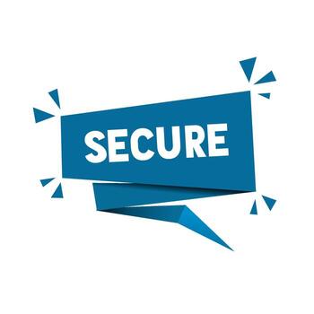 Secure. Banner design with text. Flat sty vector icon.
