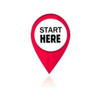 Red vector banner start here design. GPS location symbol. Red map location pointer icon collection. For business, marketing and advertising.