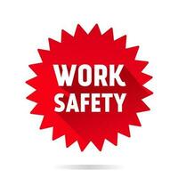 Work safety word writing text sticker icon. banner design vector. Health and regulations concept. Flat design. vector