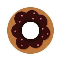 Chocolate donut with pink sprinkles vector