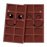 Two hugging kawaii chocolate bars vector
